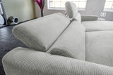 KAWOLA Sofa LAISKA Ecksofa Relaxfunktion teilmotorisch Cord hellgrau