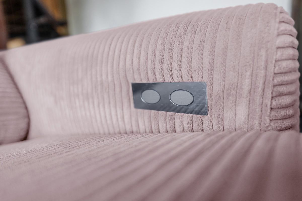 KAWOLA Sofa LAISKA Ecksofa Relaxfunktion teilmotorisch Cord rosa