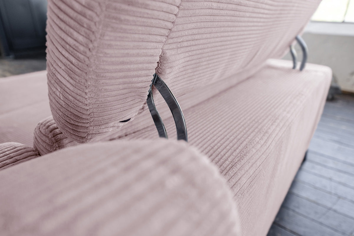 KAWOLA Sofa LAISKA Ecksofa Relaxfunktion teilmotorisch Cord rosa