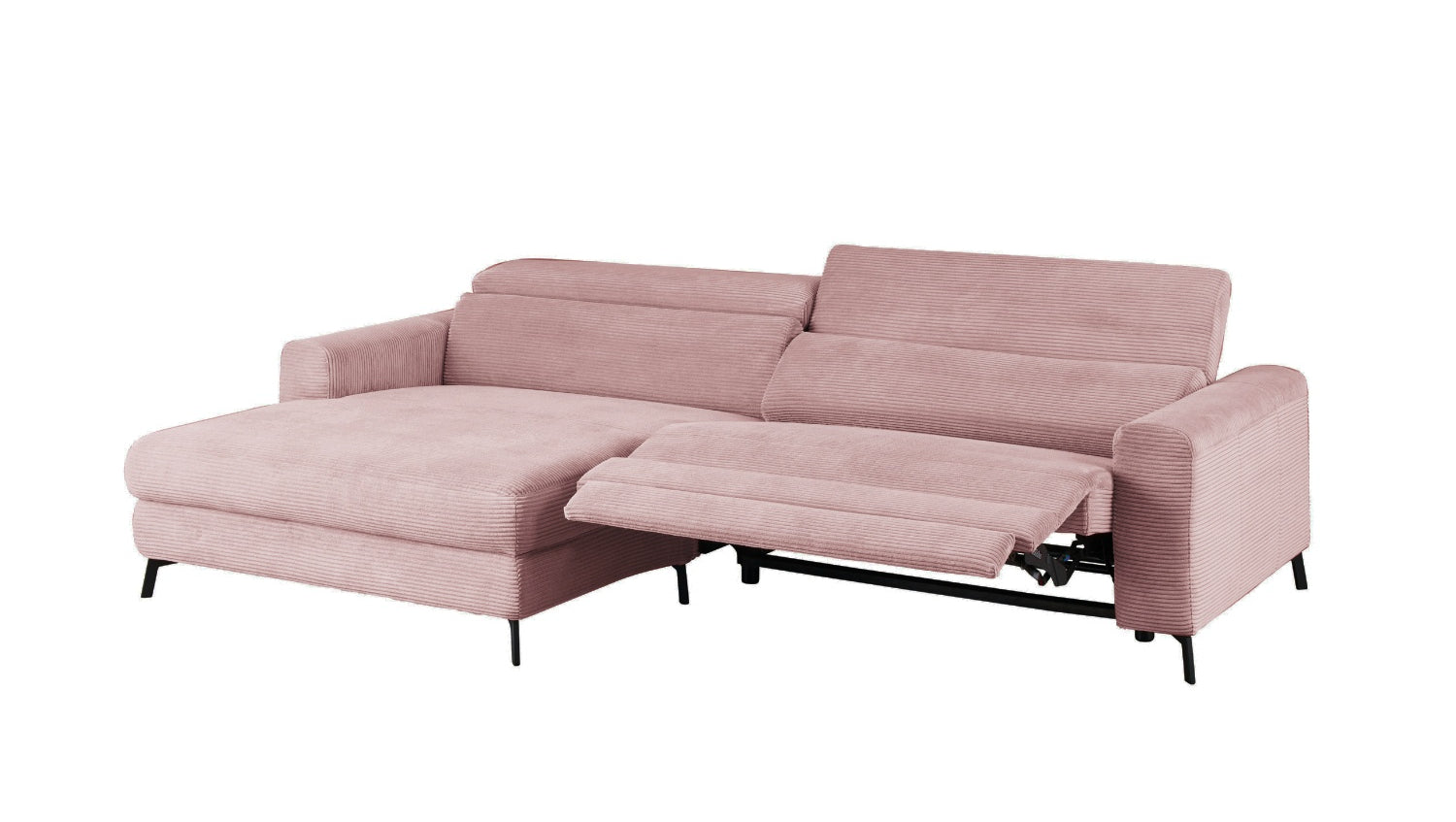 KAWOLA Sofa LAISKA Ecksofa Relaxfunktion teilmotorisch Cord rosa