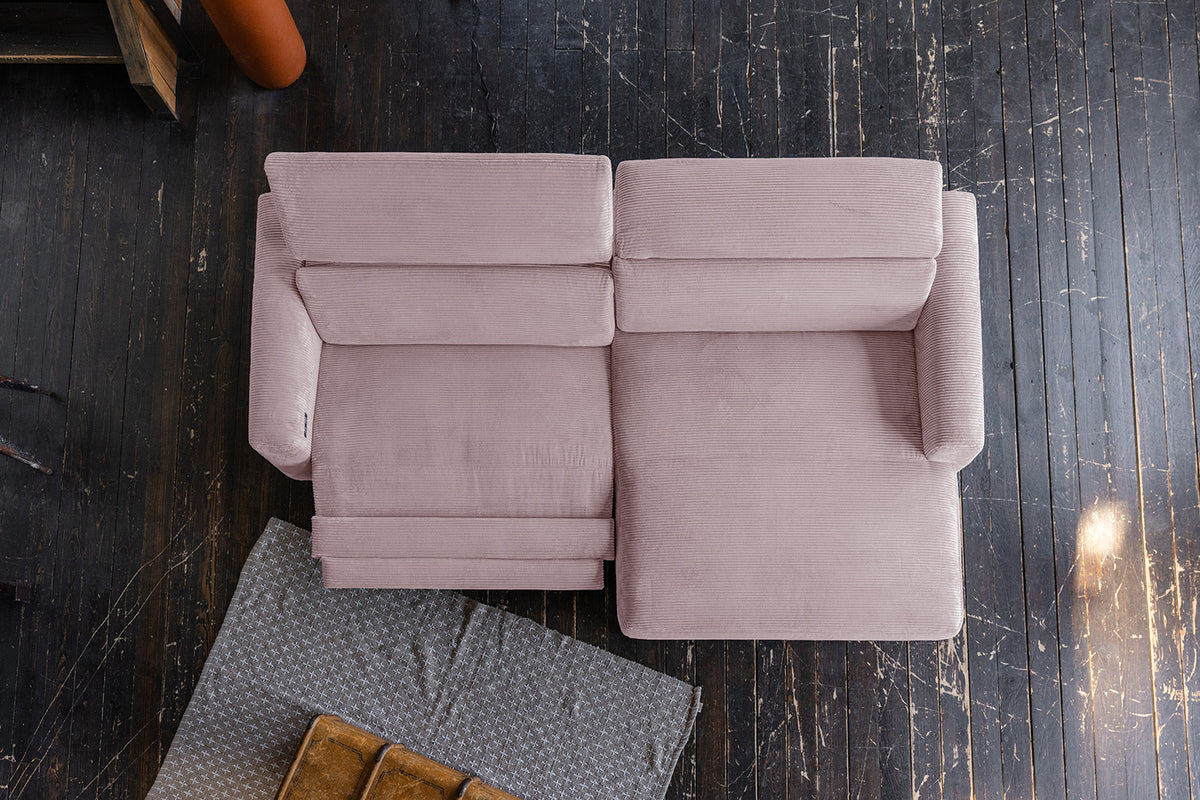 KAWOLA Sofa LAISKA Ecksofa Relaxfunktion teilmotorisch Cord rosa