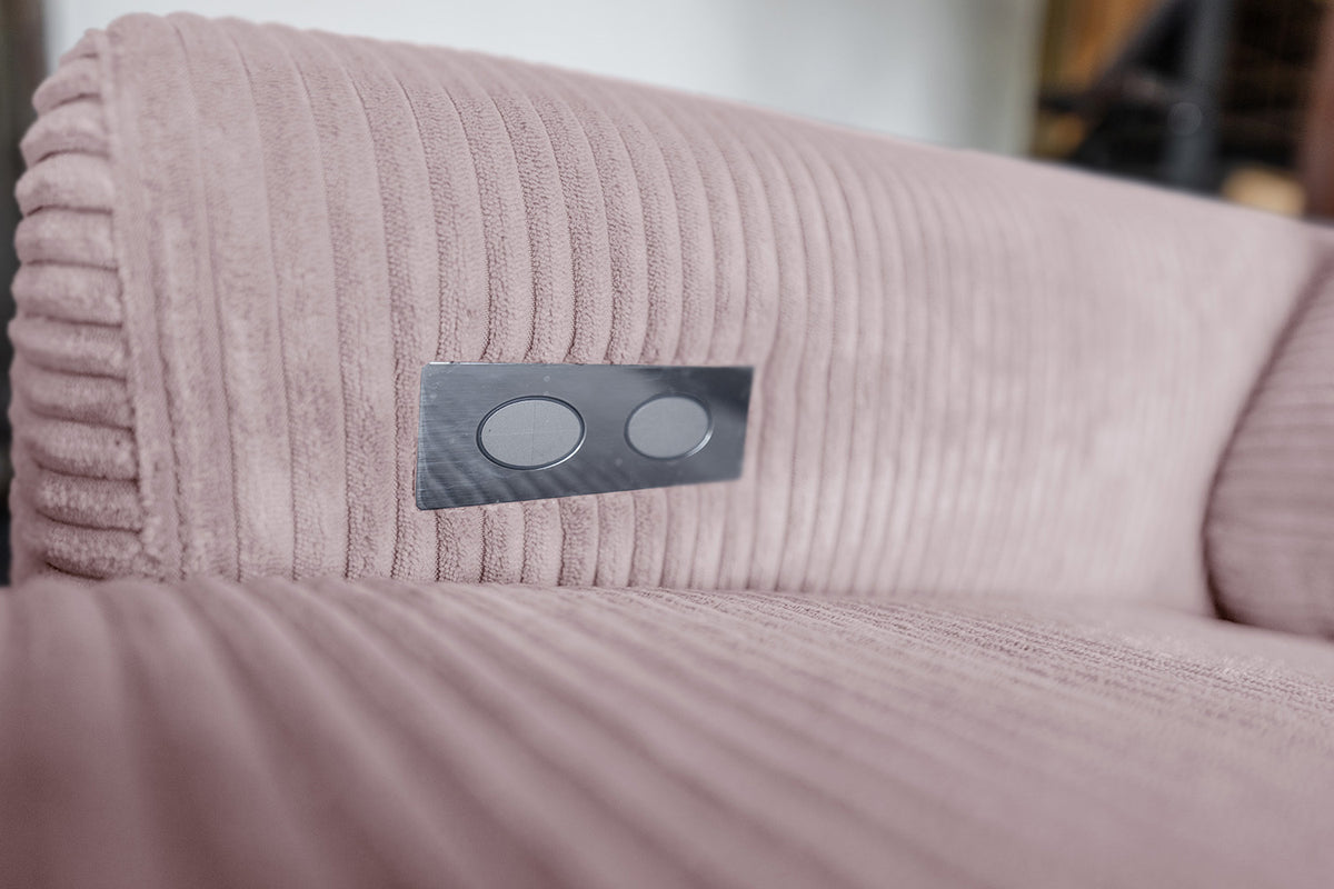 KAWOLA Sofa LAISKA Ecksofa Relaxfunktion teilmotorisch Cord rosa