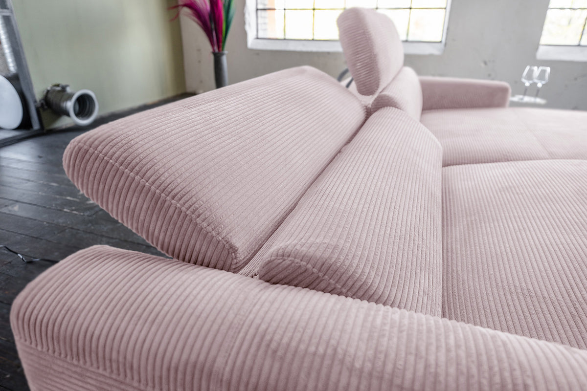 KAWOLA Sofa LAISKA Ecksofa Relaxfunktion teilmotorisch Cord rosa