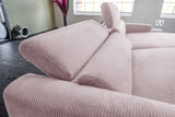 KAWOLA Sofa LAISKA Ecksofa Relaxfunktion teilmotorisch Cord rosa
