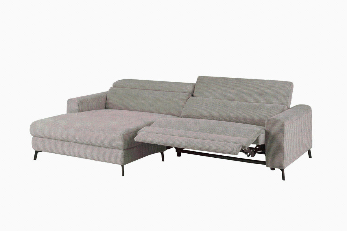 KAWOLA Sofa LAISKA Ecksofa Relaxfunktion teilmotorisch Cord steingrau