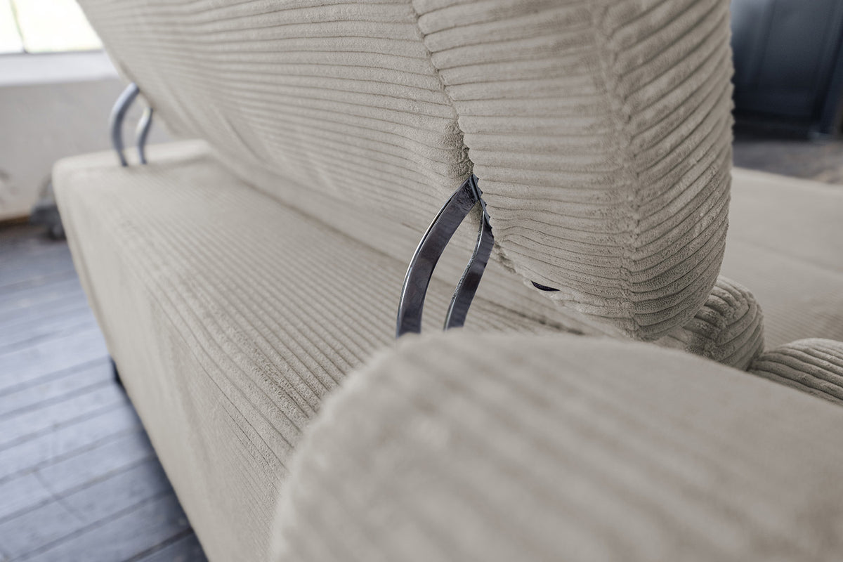 KAWOLA Sofa LAISKA Ecksofa Relaxfunktion teilmotorisch Cord steingrau