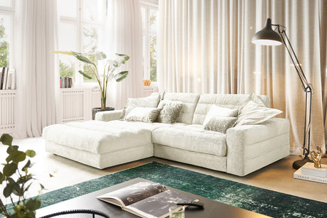 KAWOLA Sofa LANA Ecksofa Cord cremeweiß, Links
