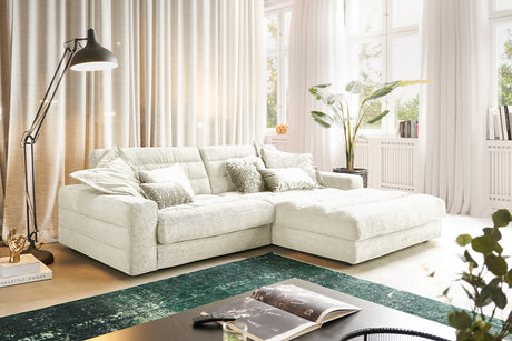 KAWOLA Sofa LANA Ecksofa Cord cremeweiß, Rechts