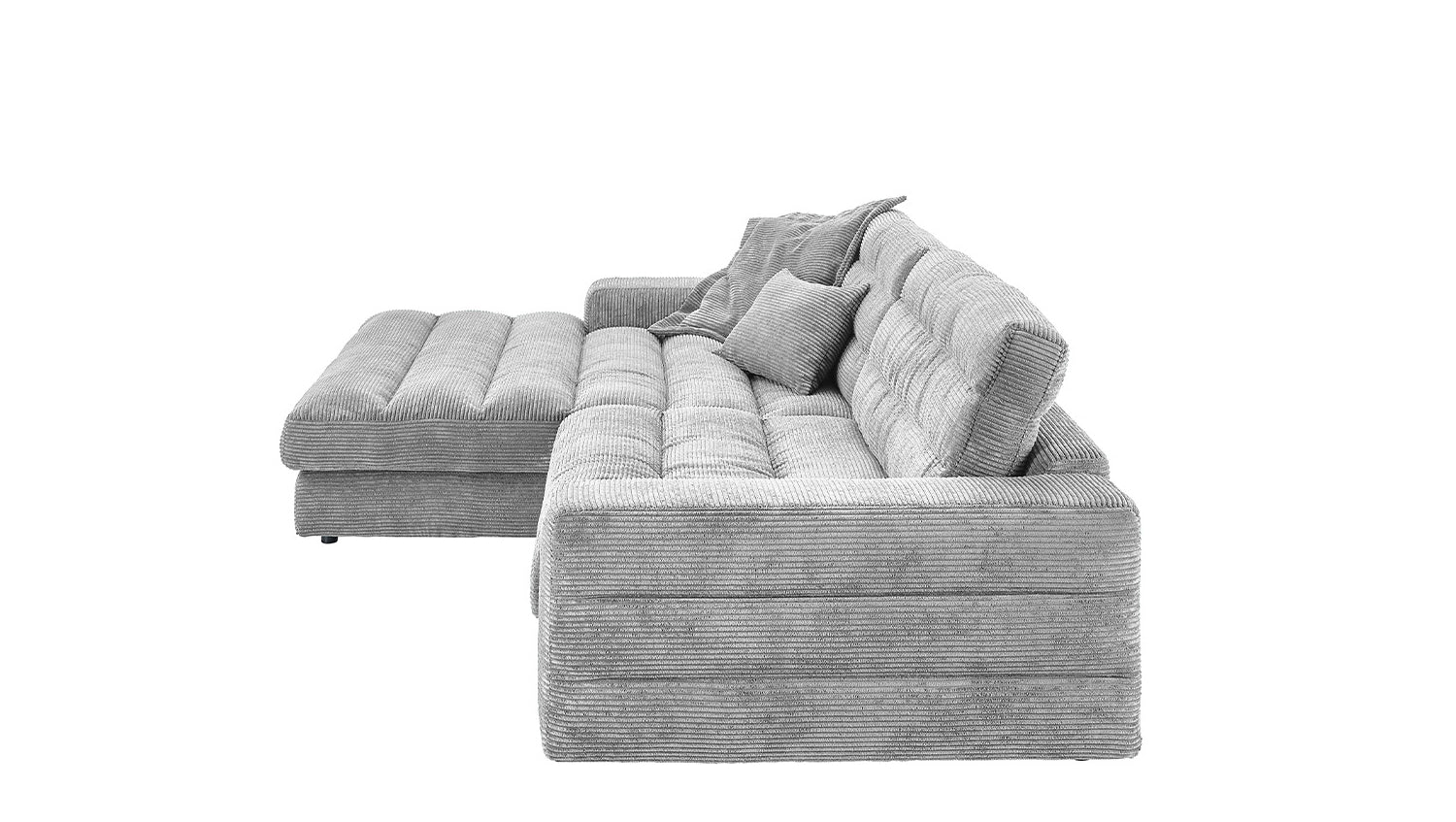 KAWOLA Sofa LANA Ecksofa Cord hellgrau