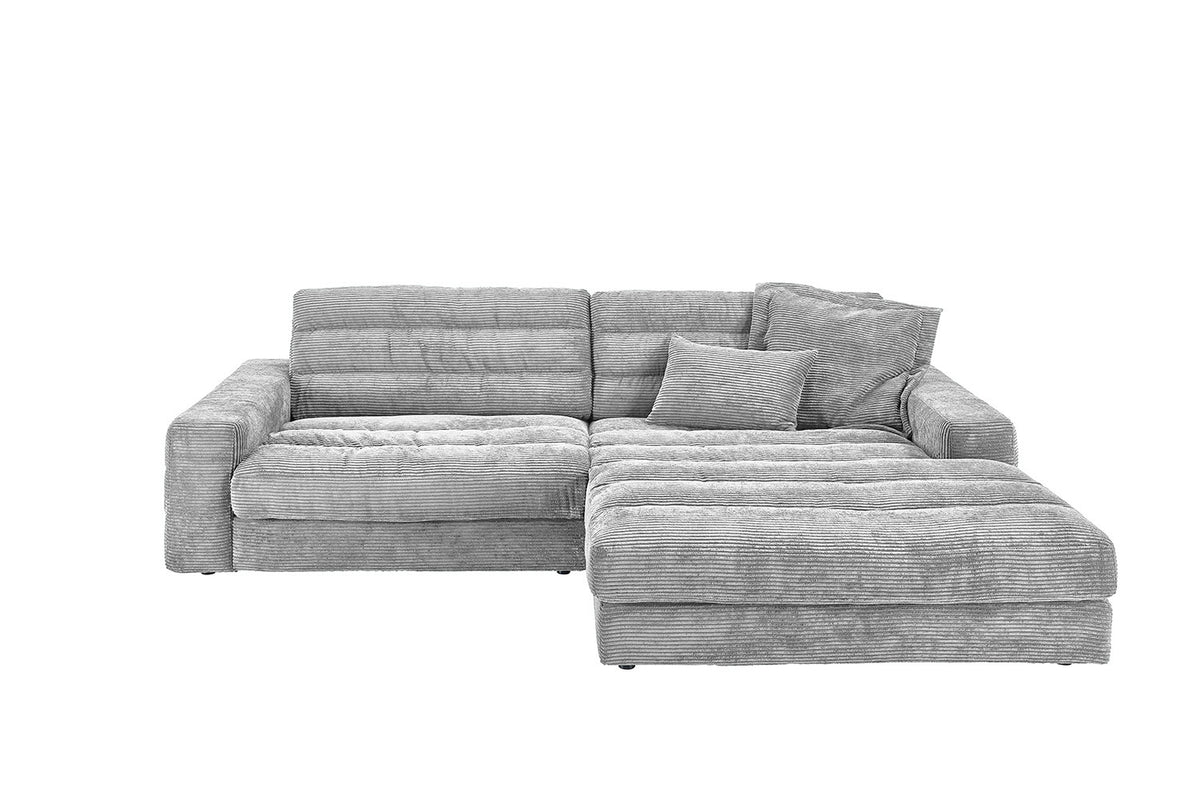 KAWOLA Sofa LANA Ecksofa Cord hellgrau