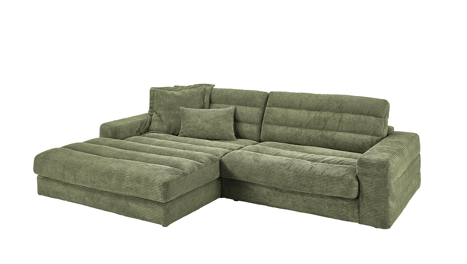 KAWOLA Sofa LANA Ecksofa Cord olivgrün