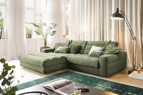 KAWOLA Sofa LANA Ecksofa Cord olivgrün, Links