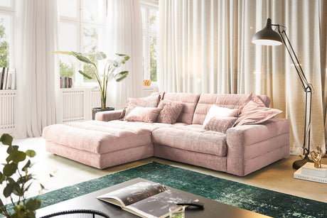 KAWOLA Sofa LANA Ecksofa Cord rosa, Links