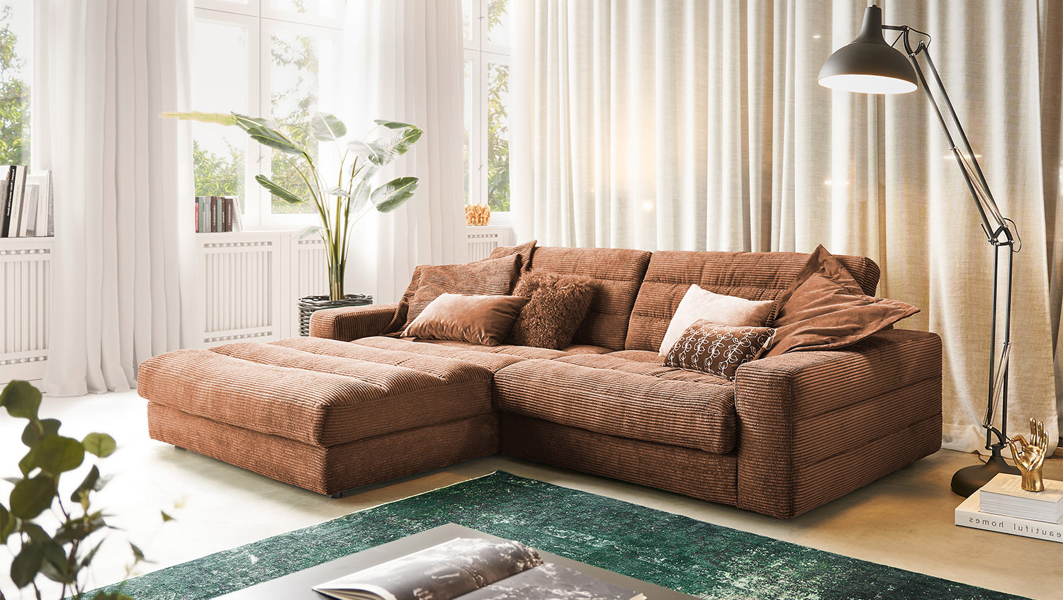 KAWOLA Sofa LANA Ecksofa Cord rost, Links