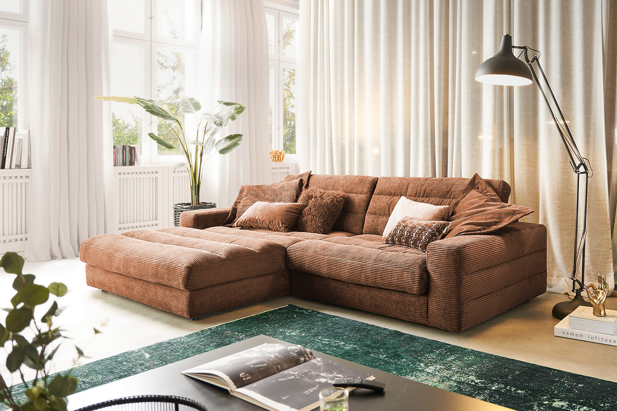 KAWOLA Sofa LANA Ecksofa Cord rost, Links