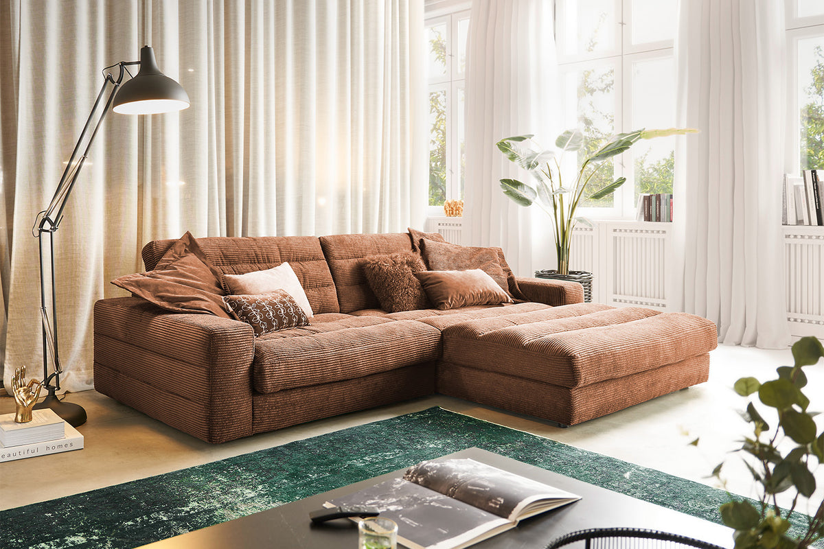 KAWOLA Sofa LANA Ecksofa Cord rost, Rechts