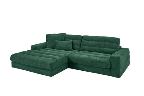KAWOLA Sofa LANA Ecksofa Cord smaragd