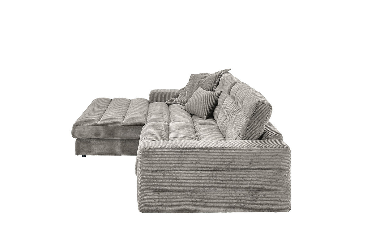 KAWOLA Sofa LANA Ecksofa Cord steingrau