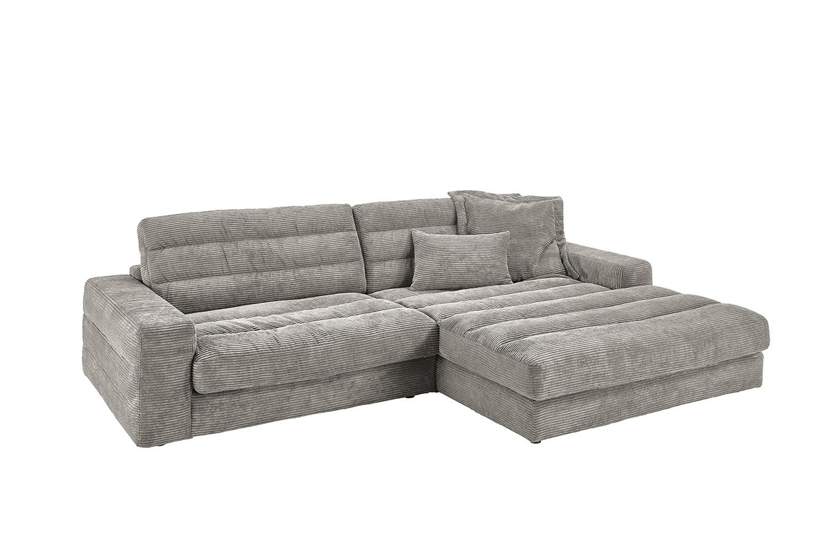 KAWOLA Sofa LANA Ecksofa Cord steingrau