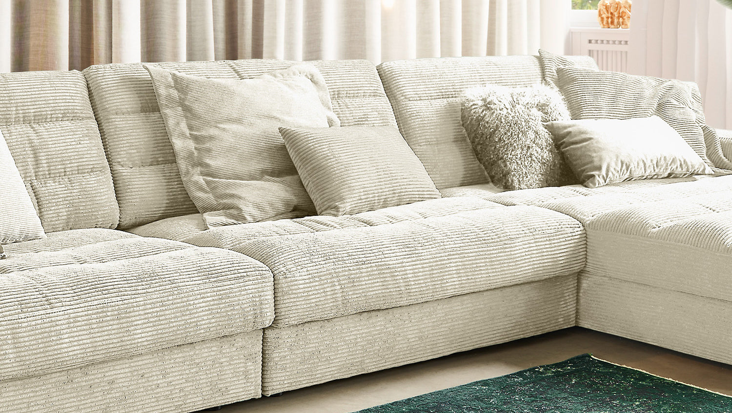 KAWOLA Sofa LANA XL Ecksofa Cord cremeweiß