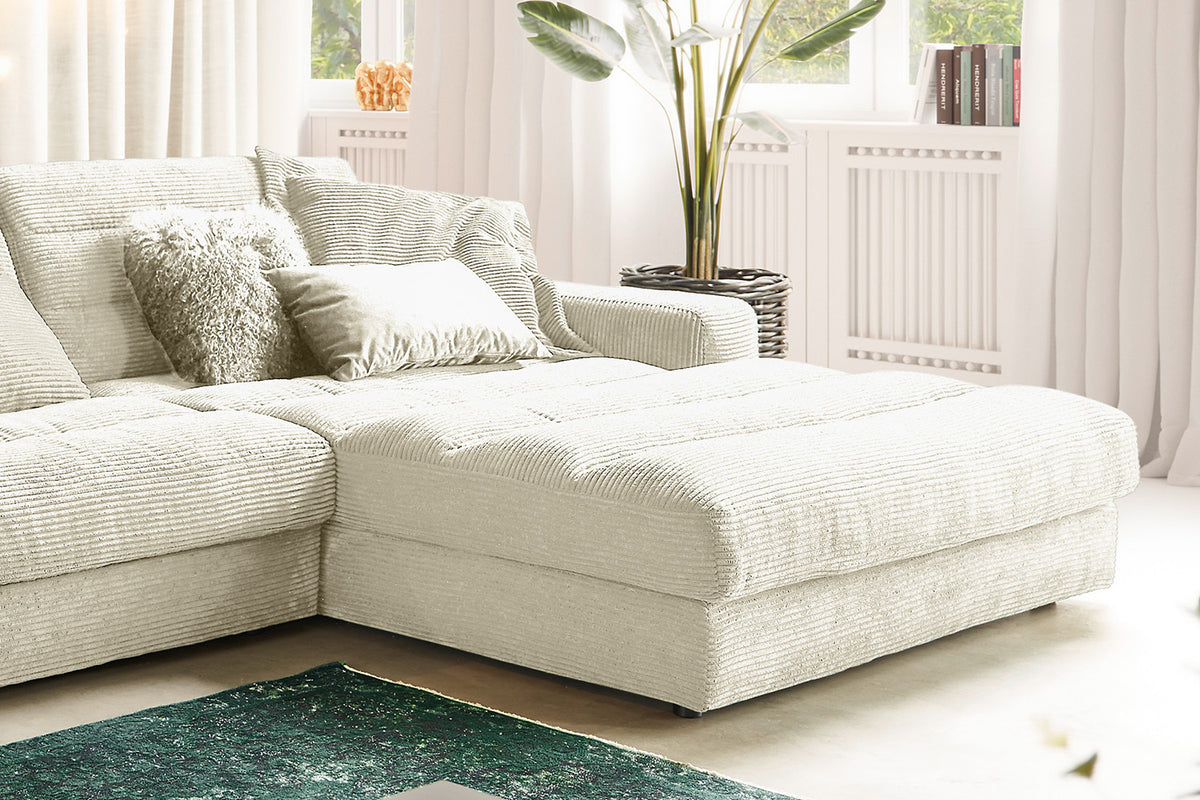 KAWOLA Sofa LANA XL Ecksofa Cord cremeweiß
