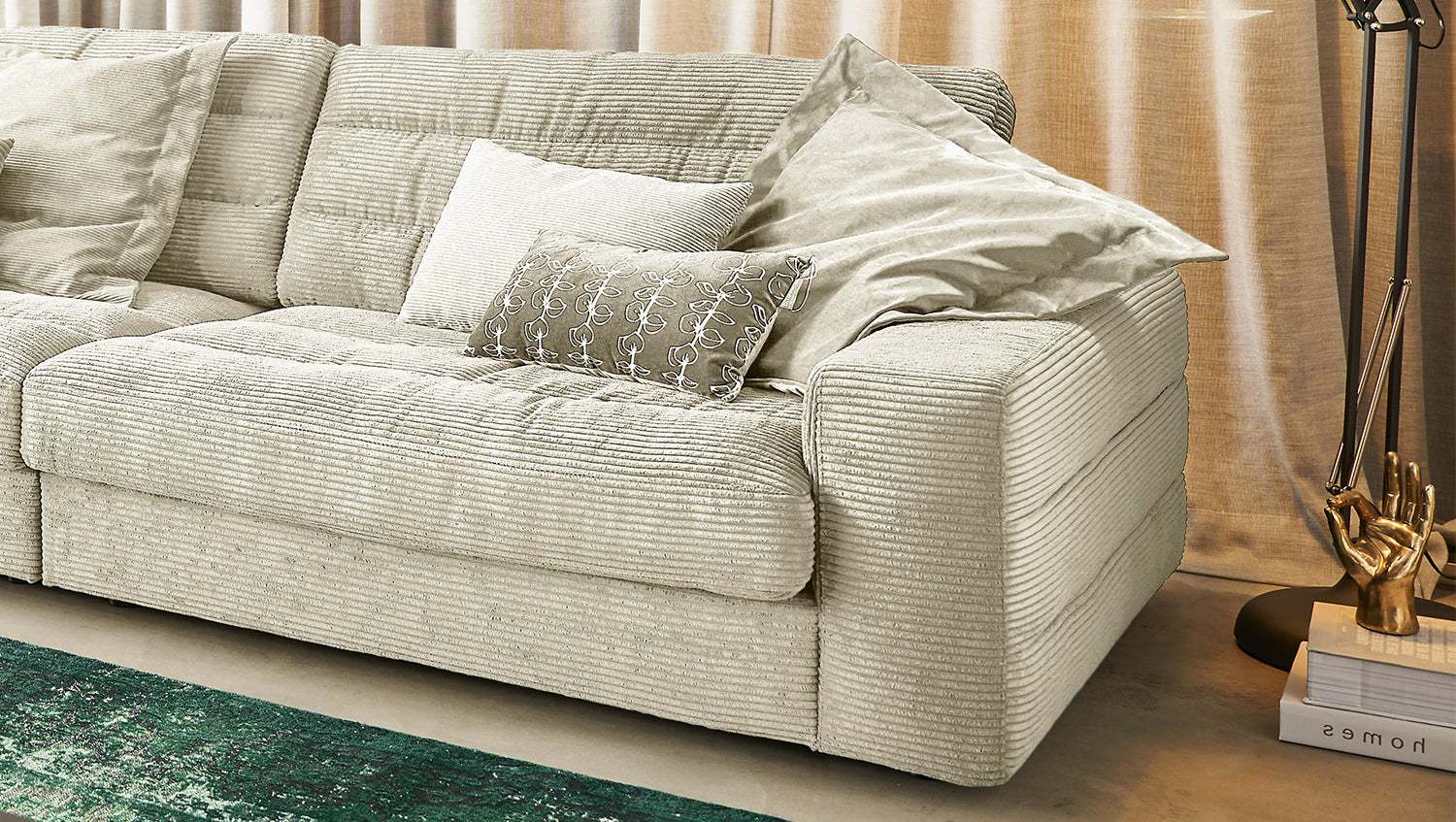 KAWOLA Sofa LANA XL Ecksofa Cord cremeweiß
