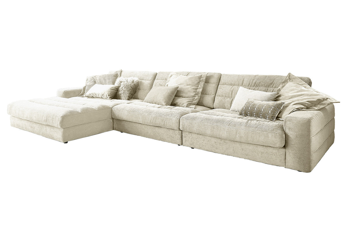 KAWOLA Sofa LANA XL Ecksofa Cord cremeweiß