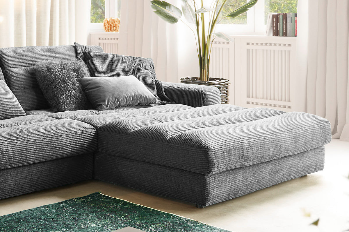 KAWOLA Sofa LANA XL Ecksofa Cord grau