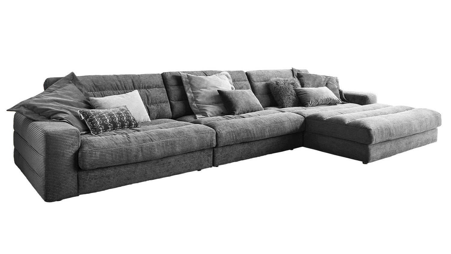 KAWOLA Sofa LANA XL Ecksofa Cord grau