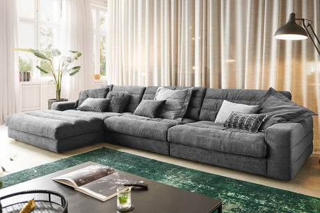 KAWOLA Sofa LANA XL Ecksofa Cord grau