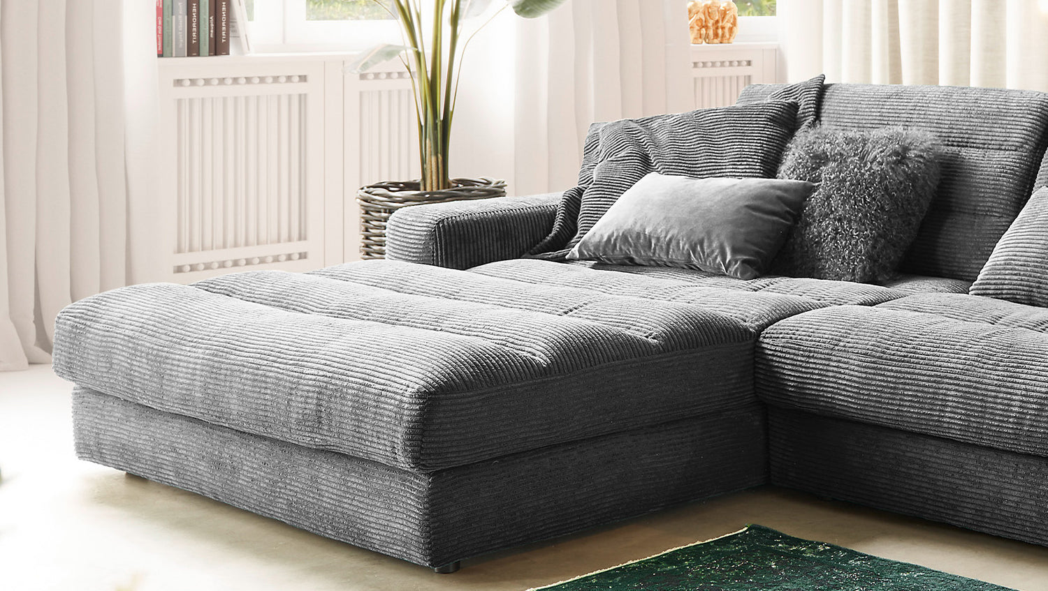 KAWOLA Sofa LANA XL Ecksofa Cord grau