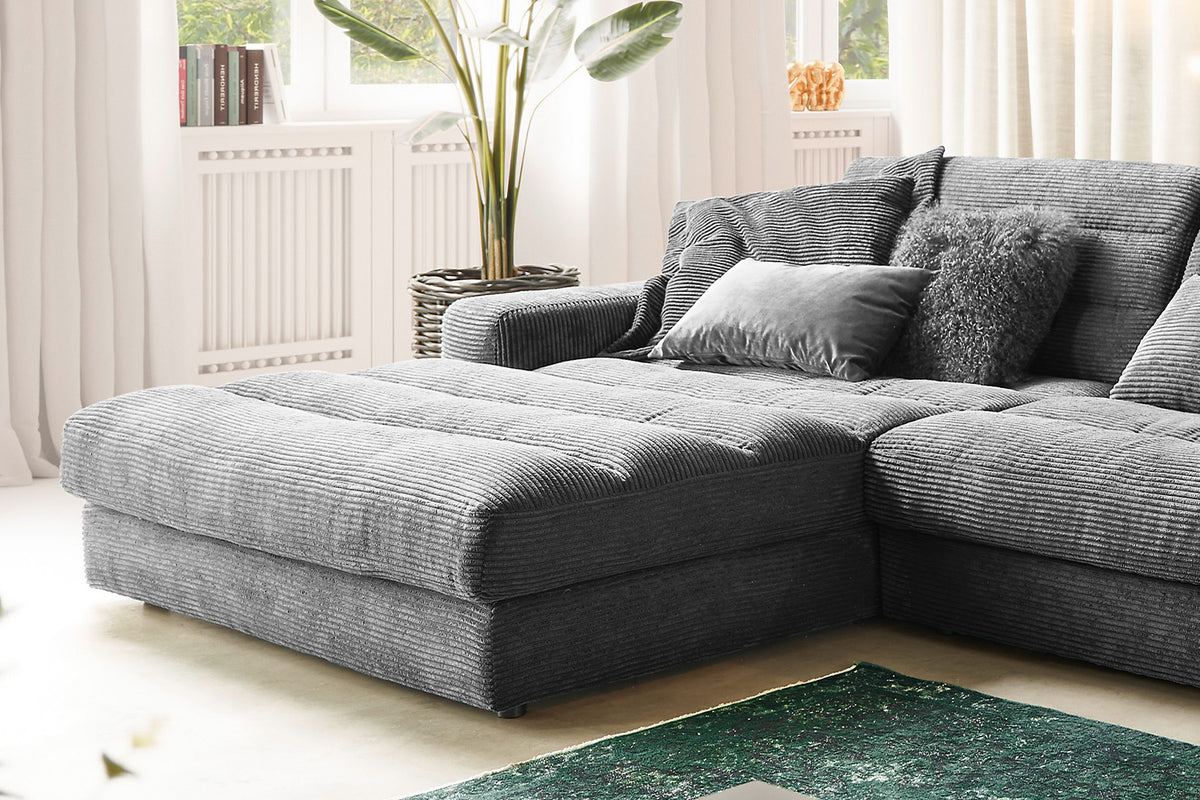 KAWOLA Sofa LANA XL Ecksofa Cord grau