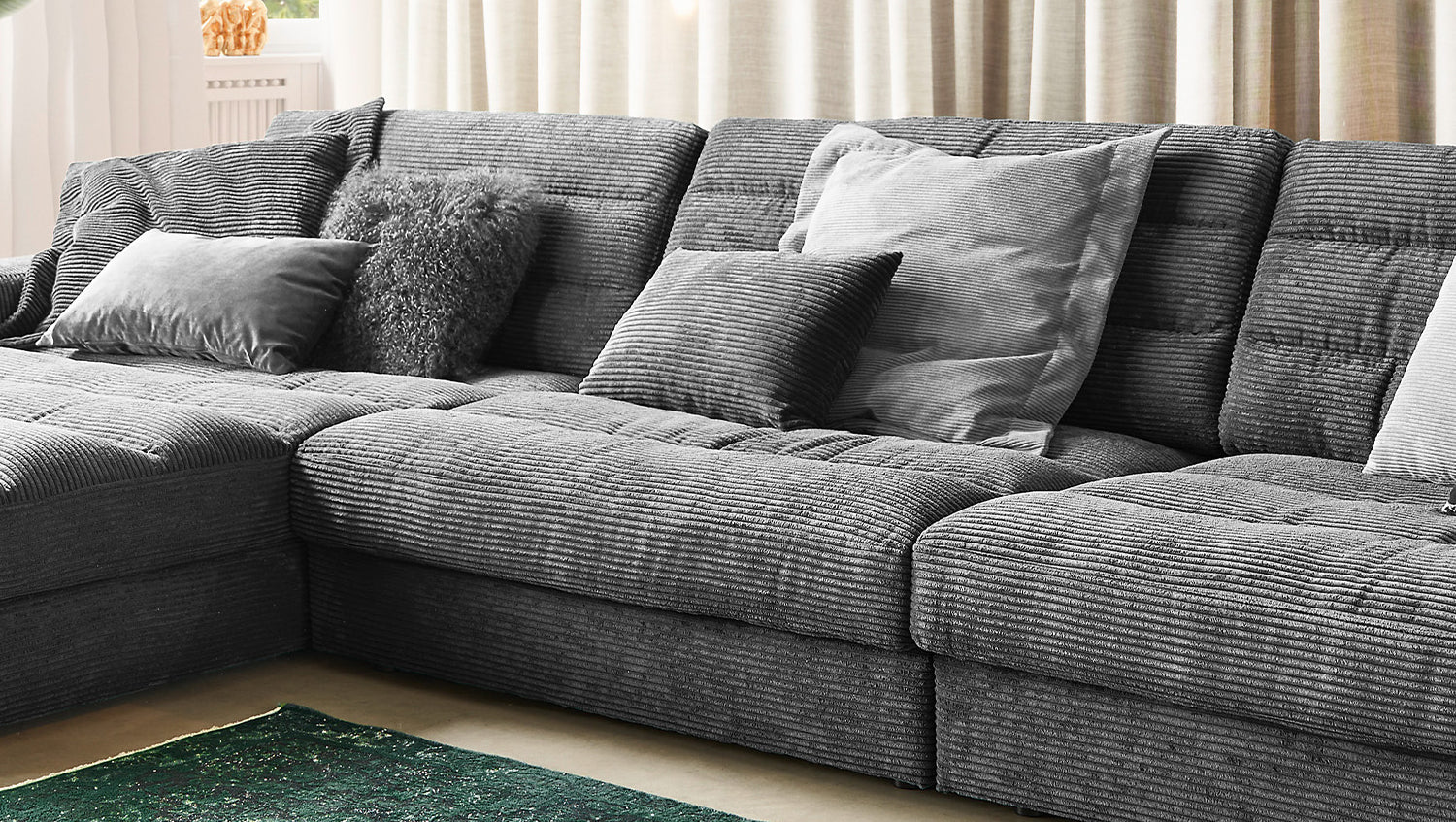 KAWOLA Sofa LANA XL Ecksofa Cord grau