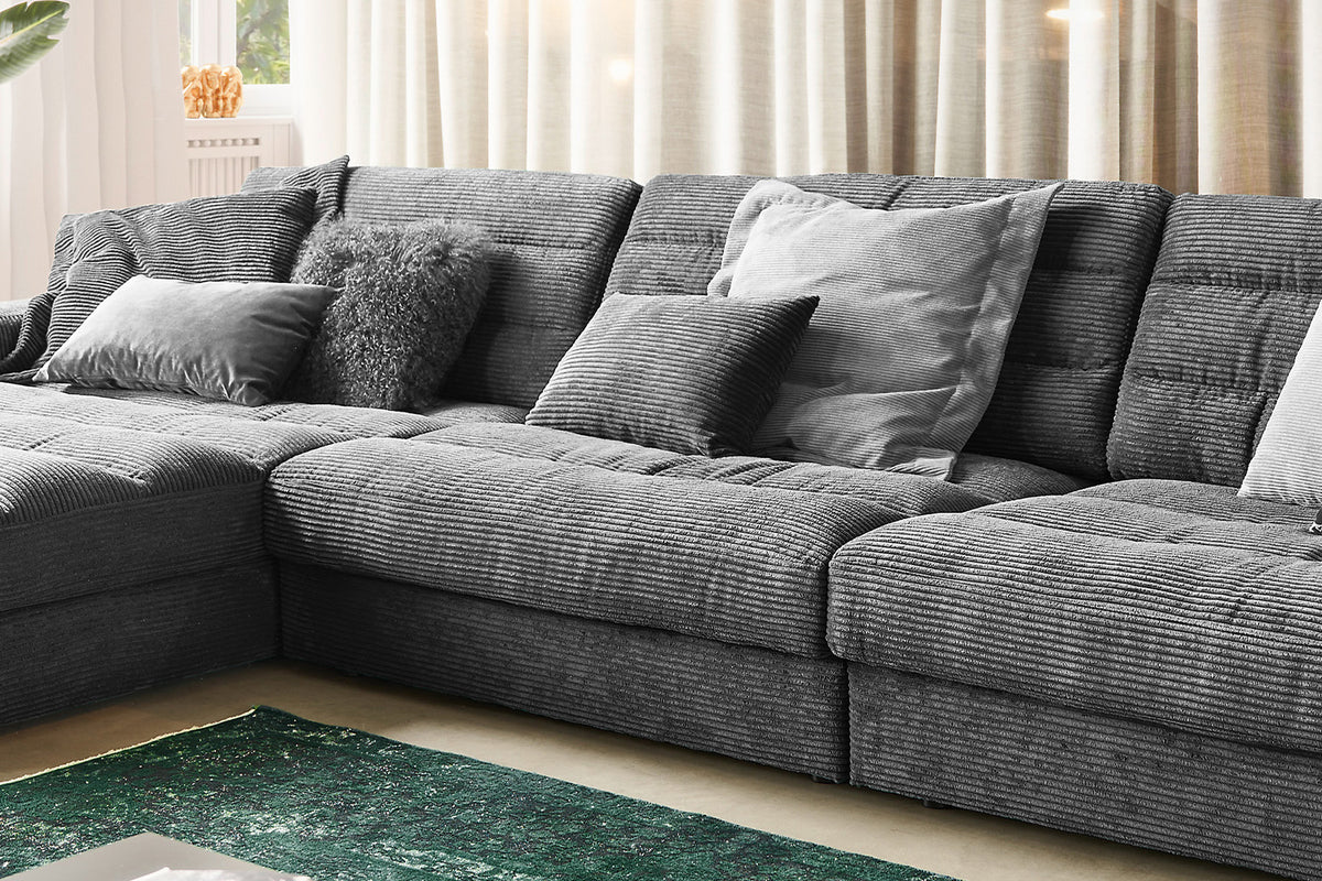 KAWOLA Sofa LANA XL Ecksofa Cord grau