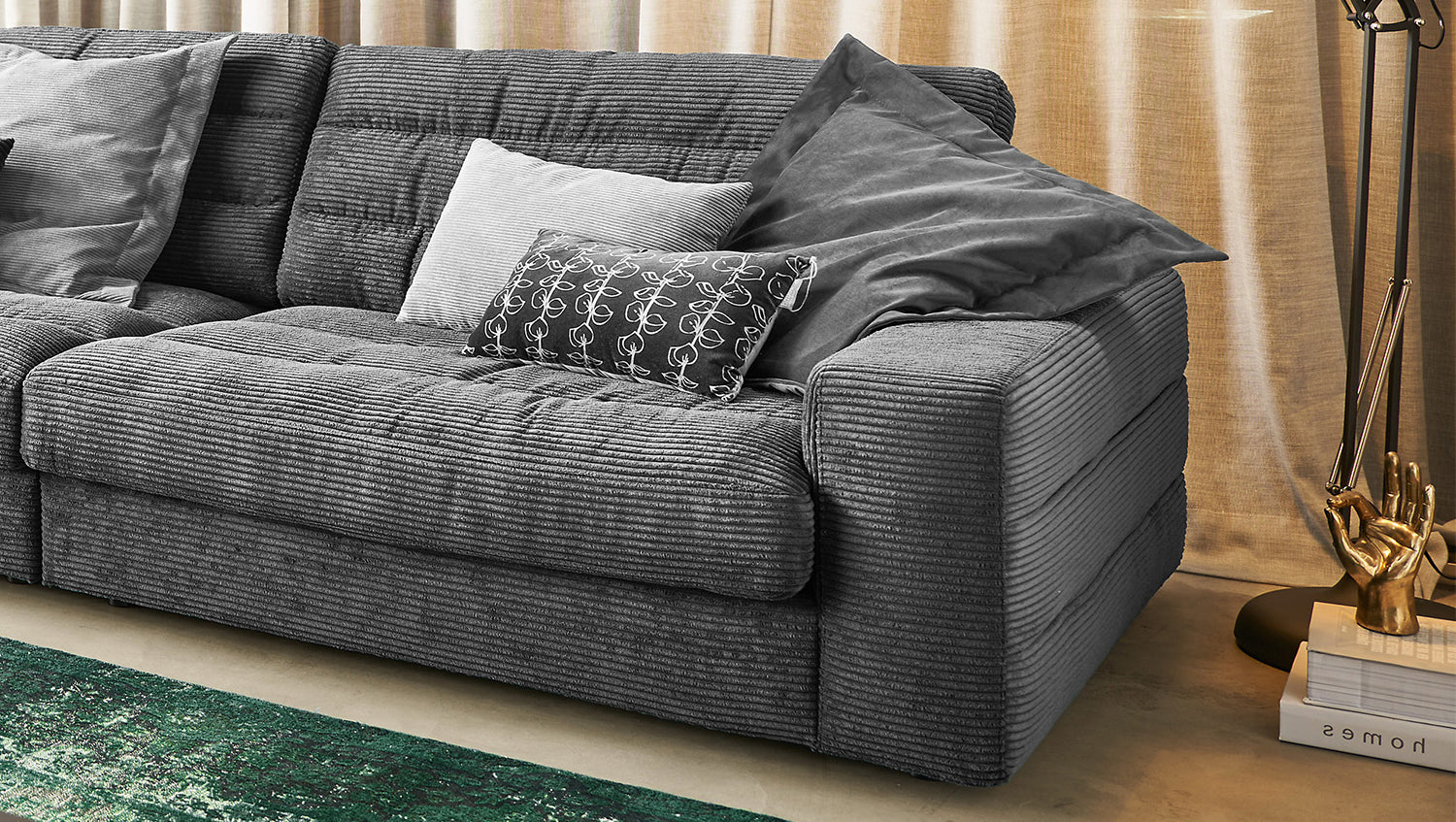KAWOLA Sofa LANA XL Ecksofa Cord grau