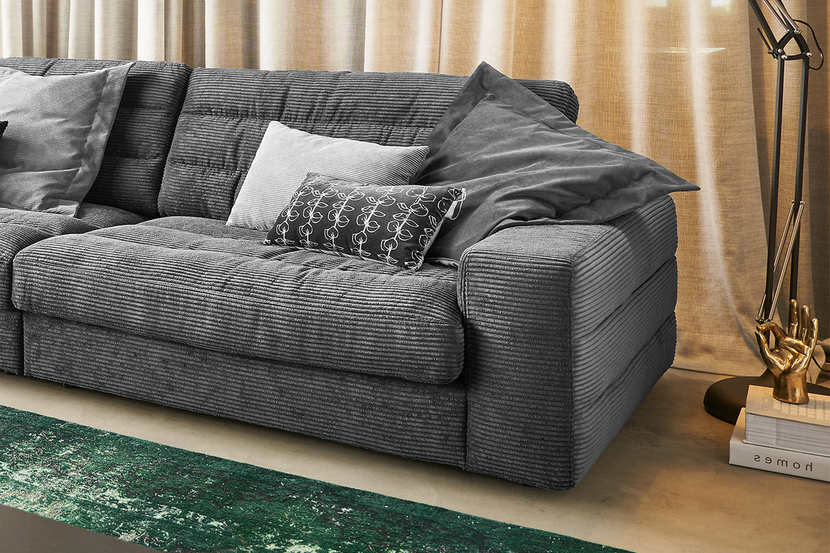 KAWOLA Sofa LANA XL Ecksofa Cord grau