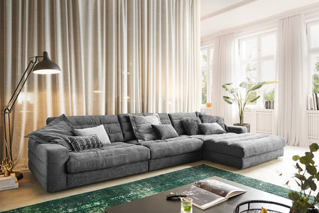 KAWOLA Sofa LANA XL Ecksofa Cord grau, Rechts