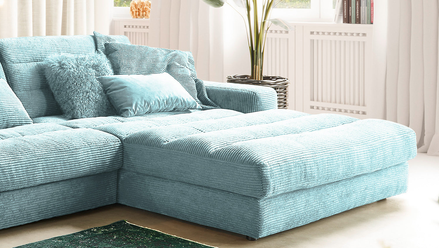 KAWOLA Sofa LANA XL Ecksofa Cord hellblau