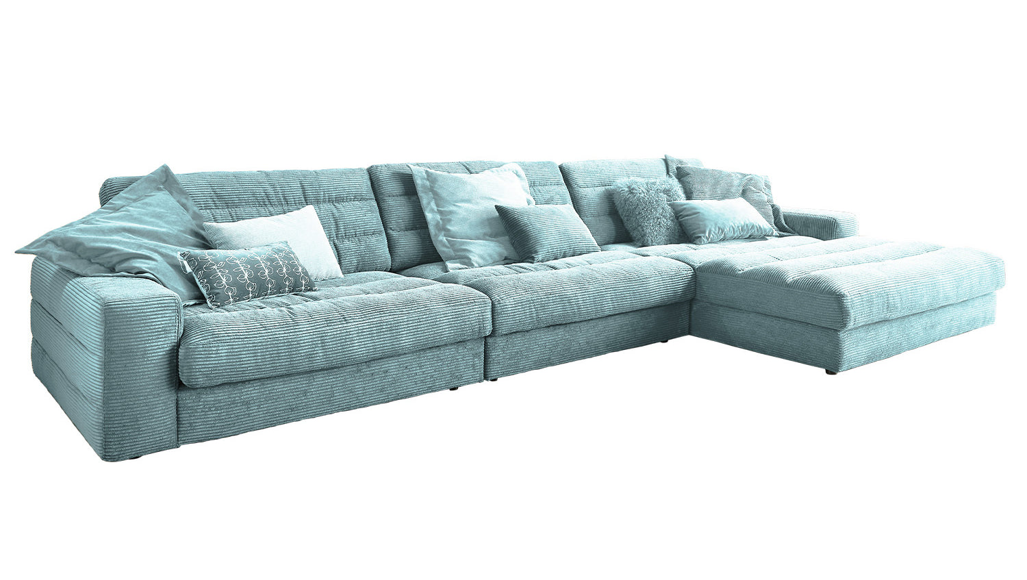 KAWOLA Sofa LANA XL Ecksofa Cord hellblau