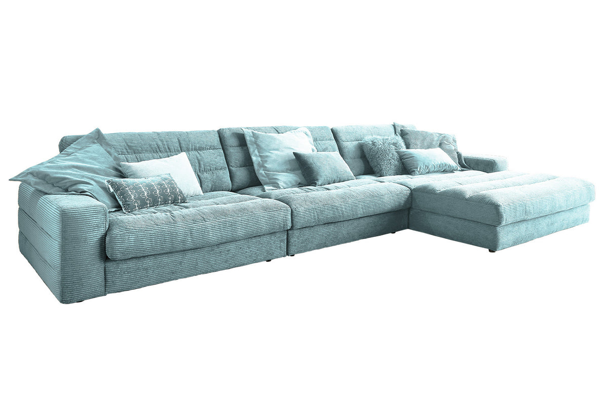 KAWOLA Sofa LANA XL Ecksofa Cord hellblau