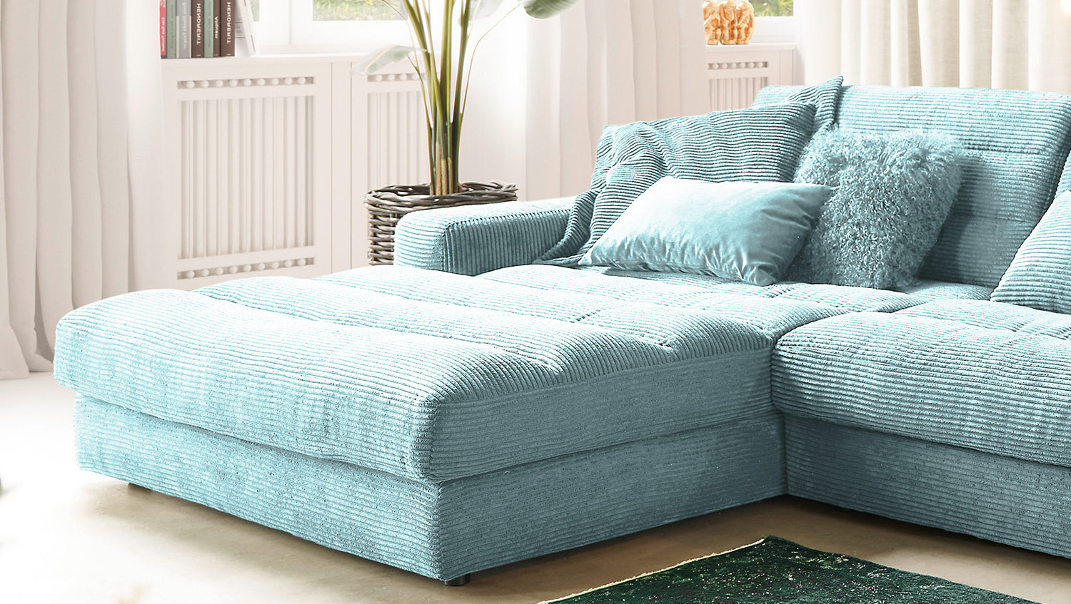 KAWOLA Sofa LANA XL Ecksofa Cord hellblau