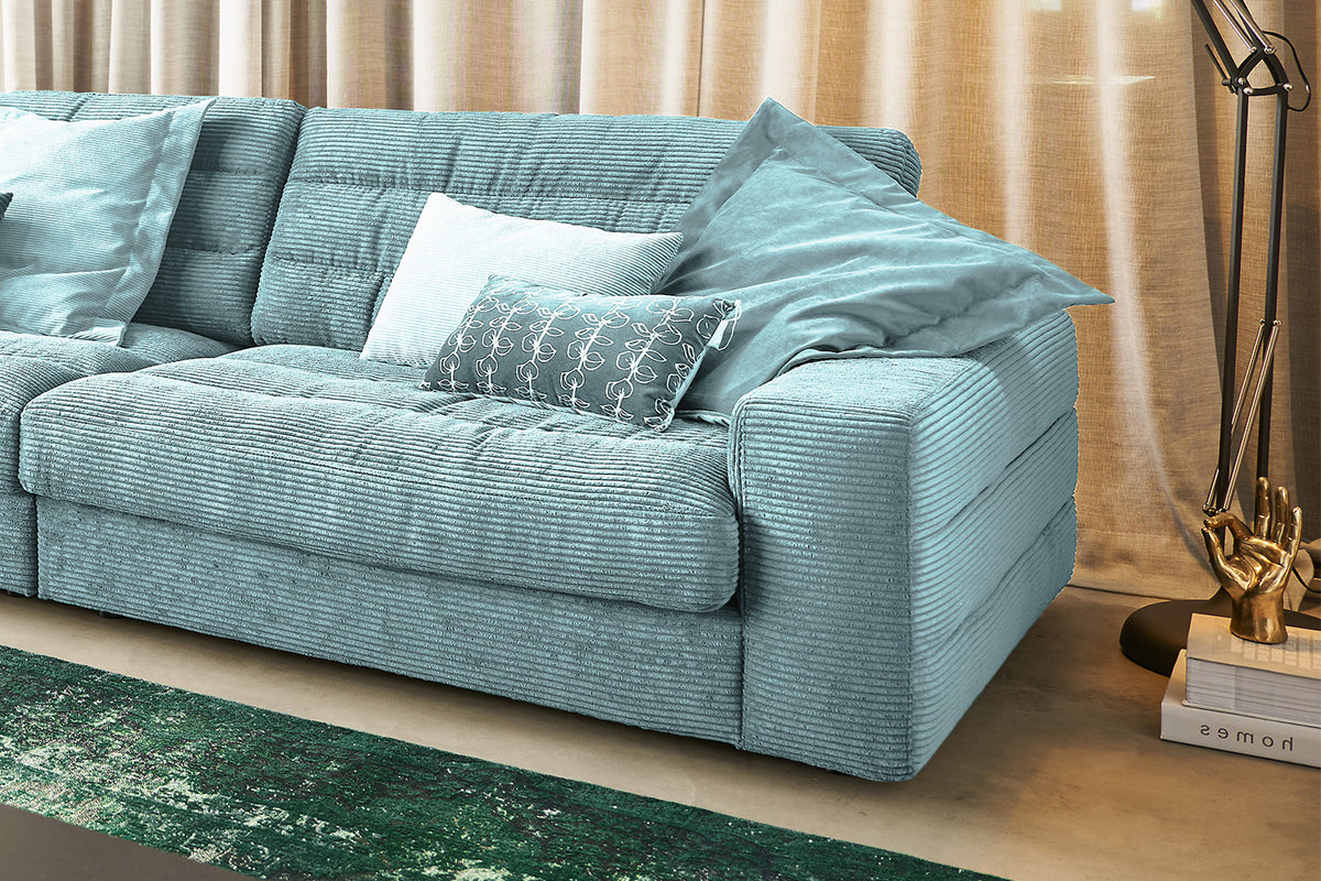 KAWOLA Sofa LANA XL Ecksofa Cord hellblau