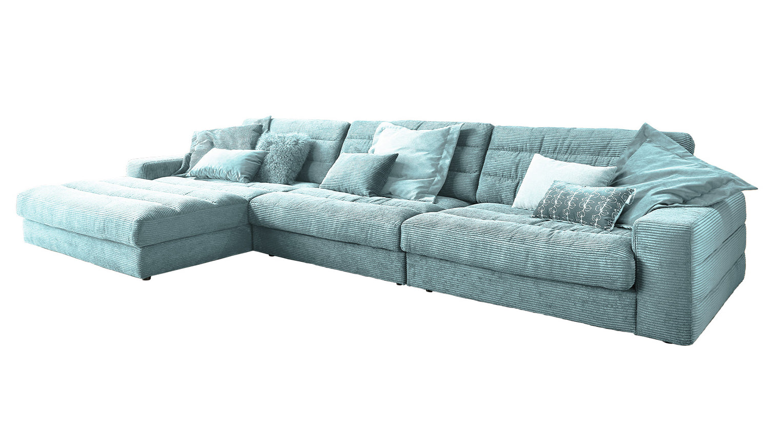 KAWOLA Sofa LANA XL Ecksofa Cord hellblau