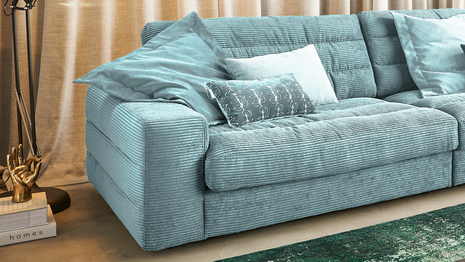 KAWOLA Sofa LANA XL Ecksofa Cord hellblau