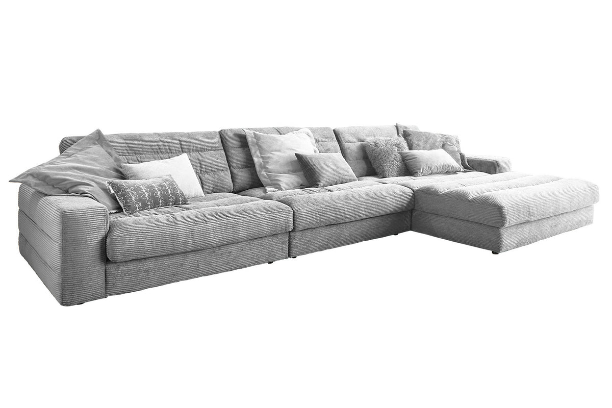 KAWOLA Sofa LANA XL Ecksofa Cord hellgrau