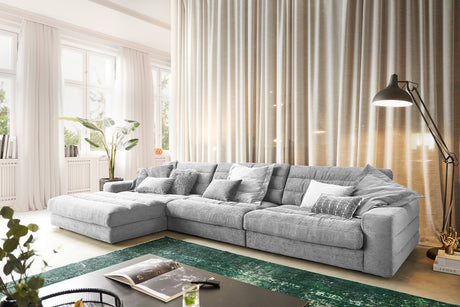 KAWOLA Sofa LANA XL Ecksofa Cord hellgrau, Links