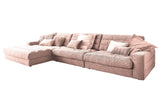KAWOLA Sofa LANA XL Ecksofa Cord rosa