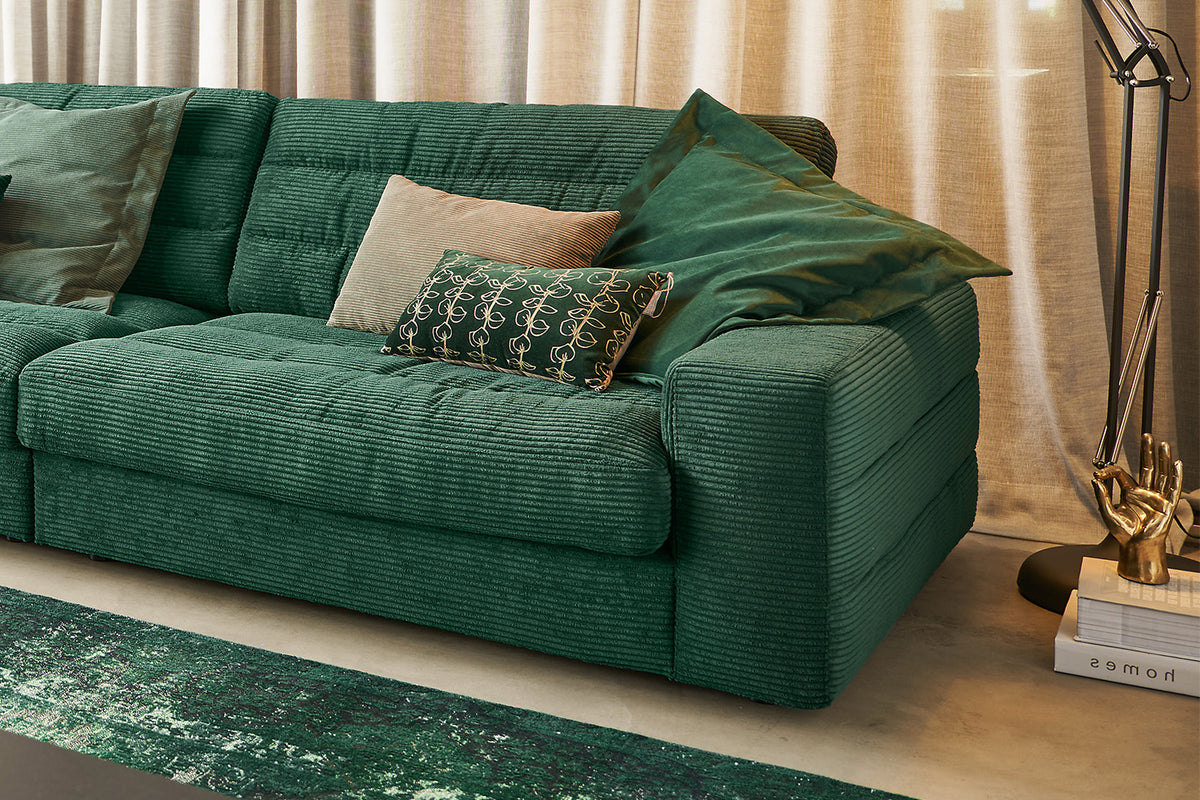 KAWOLA Sofa LANA XL Ecksofa Cord smaragd