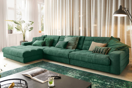 KAWOLA Sofa LANA XL Ecksofa Cord smaragd