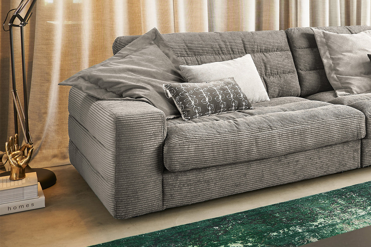 KAWOLA Sofa LANA XL Ecksofa Cord steingrau